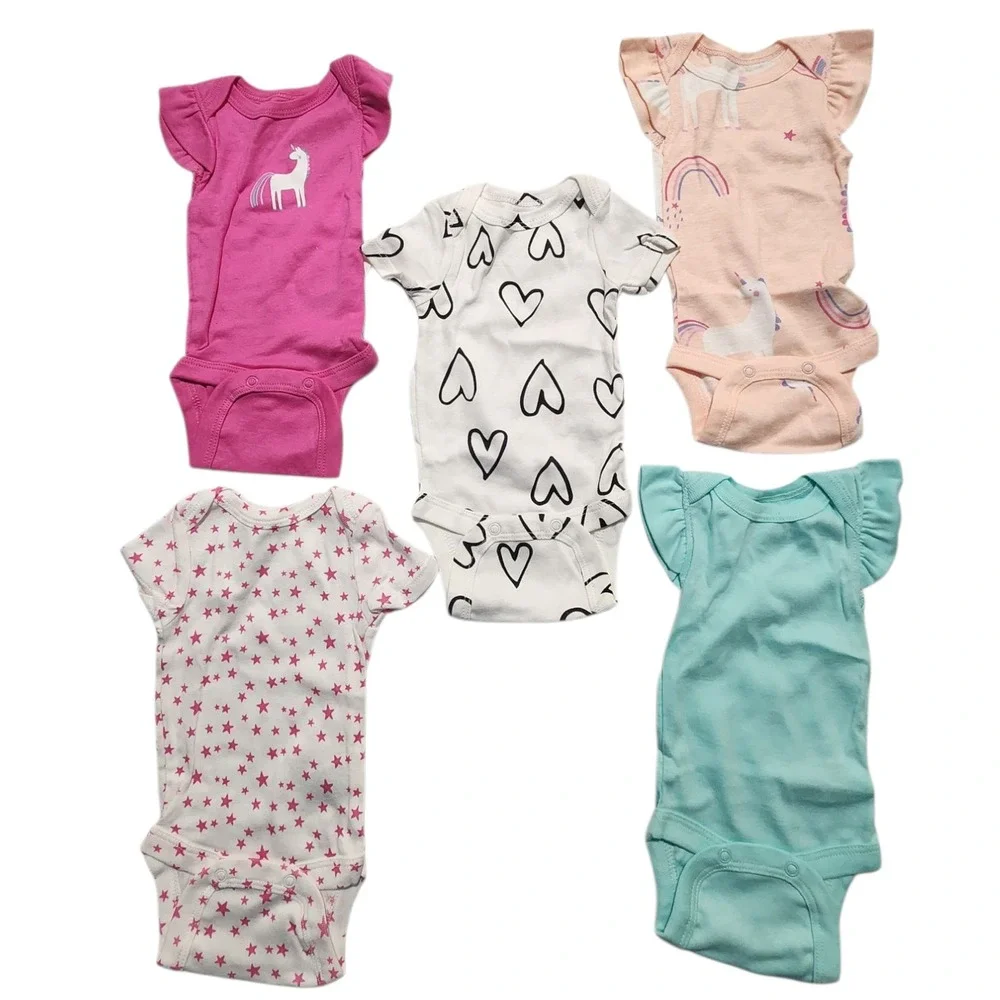 Baby Girls Infants‎ 5 Pack Bodysuits Set Rompers Newborn